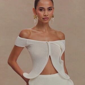 Meshki Hailey Off Shoulder Knit Top NWT Medium